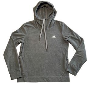 Adidas gray fleece pullover hoodie with roomy zip pockets size M